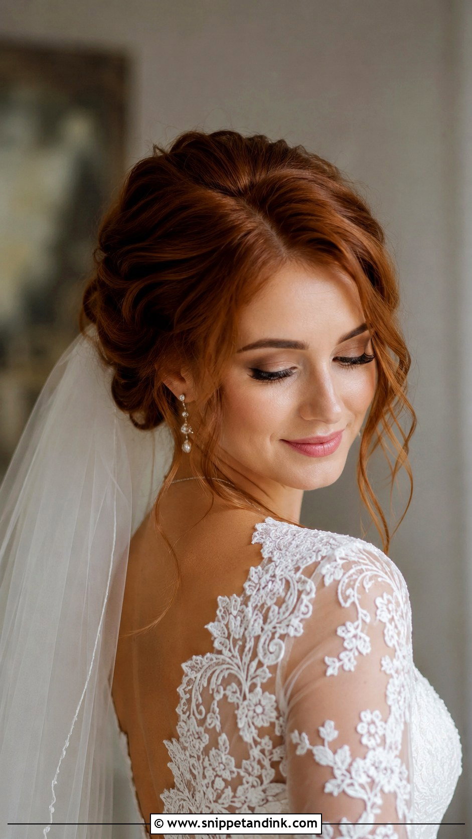 Soft Waves Updo With Veil Below - Snippet and Ink - 25 Veil Under Updo Ideas