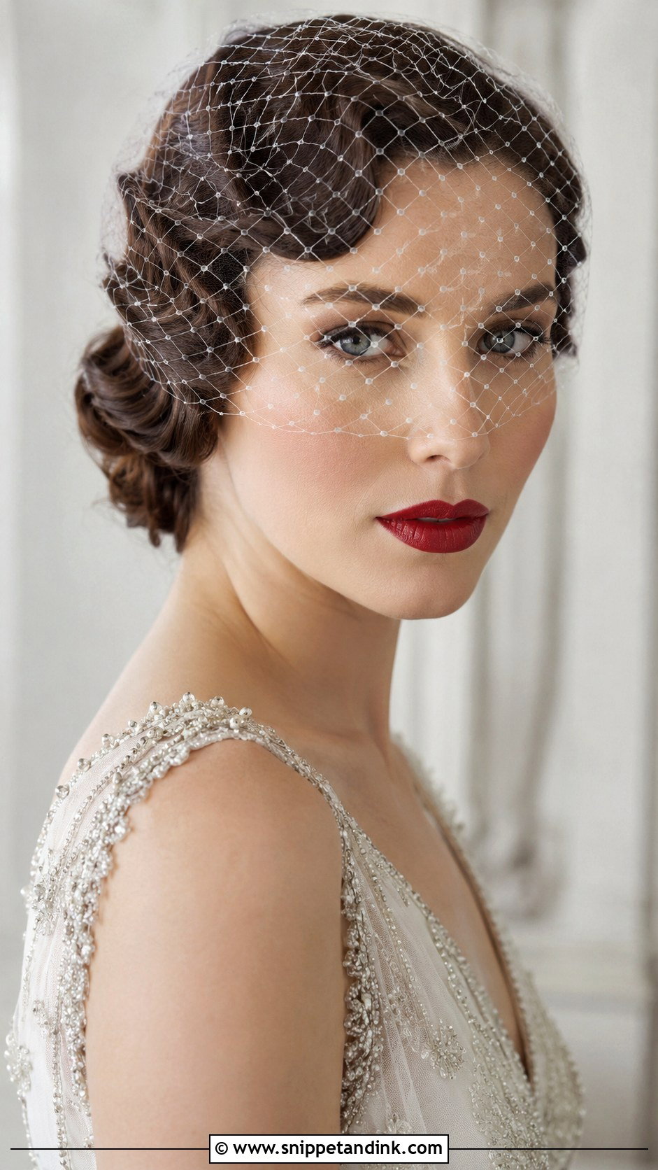 Soft Waves With A Birdcage Veil - Snippet and Ink - 25 Soft Waves Wedding Hair