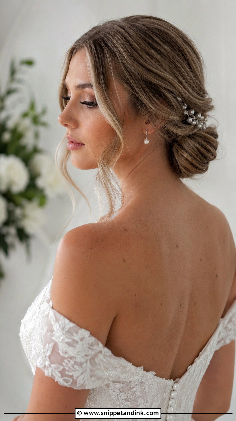 Soft Waves With A Low Chignon - Snippet and Ink - 25 Soft Waves Wedding Hair