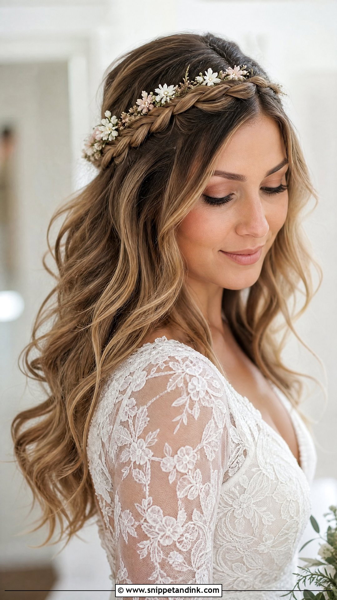 Soft Waves With Braided Crown - Snippet and Ink - 20 Soft Waves Bridal Hair