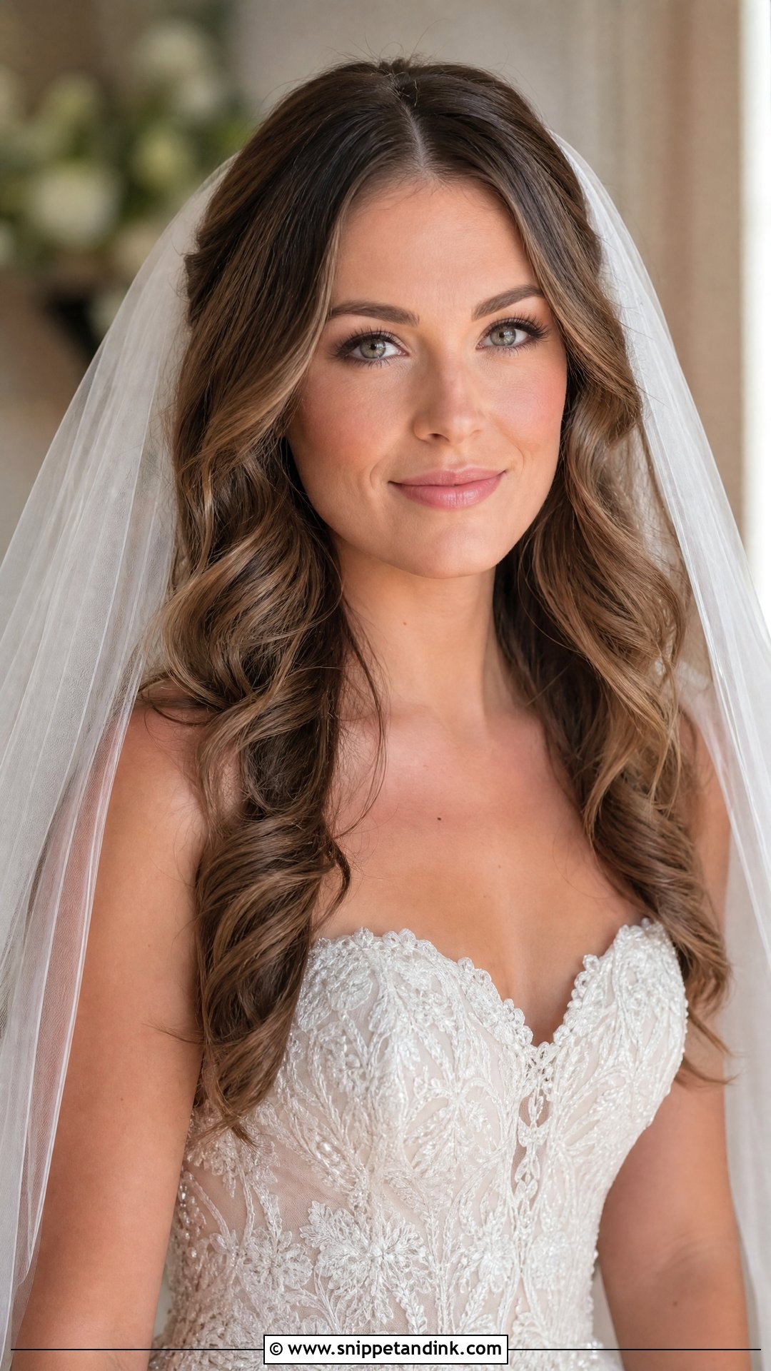 Soft Waves With Center Part for Wedding - Snippet and Ink - 25 Front Hairstyle for Wedding Ideas
