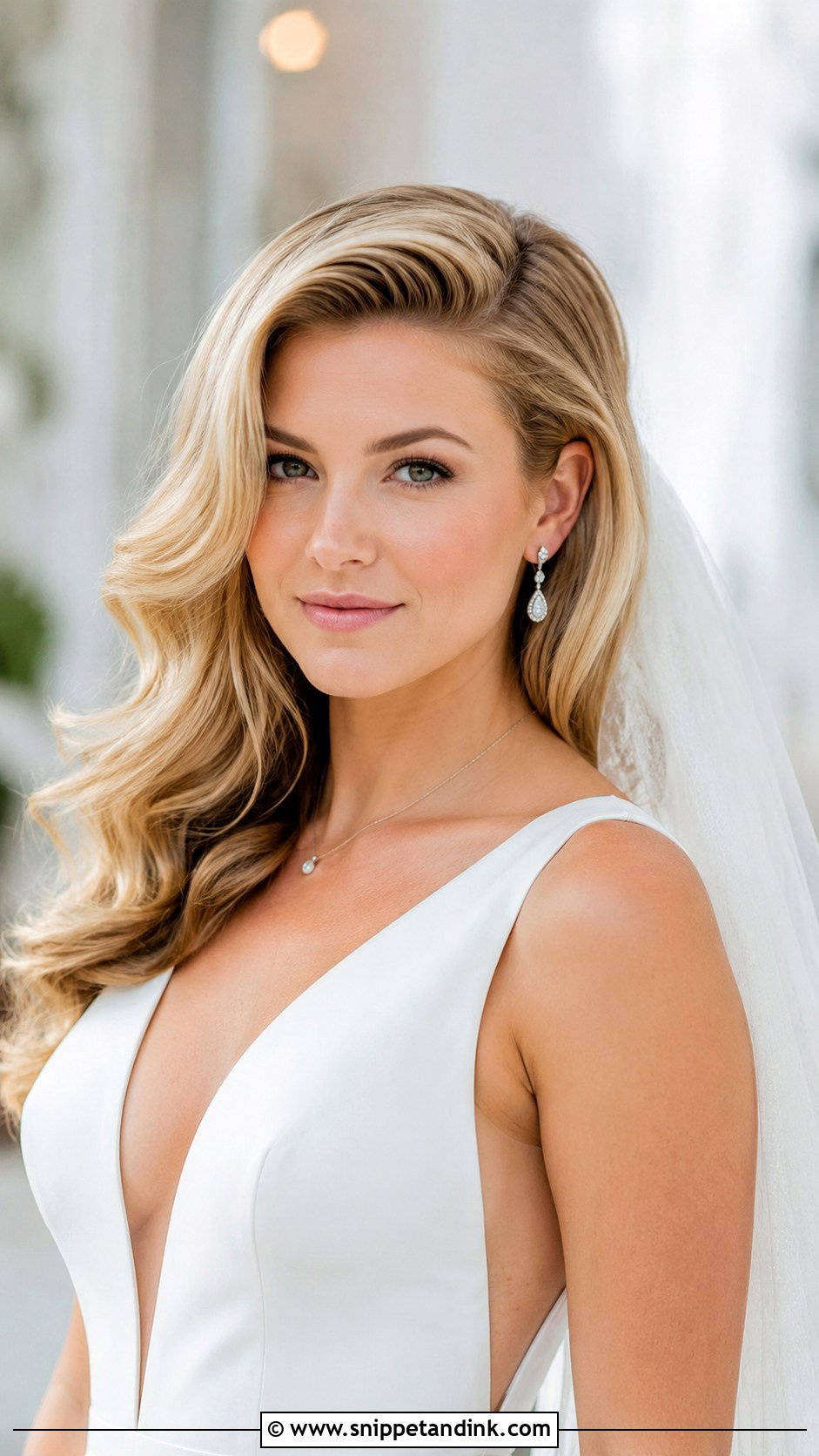 Soft Waves With Deep Side Part - Snippet and Ink - 20 Bride Hair Down Curls