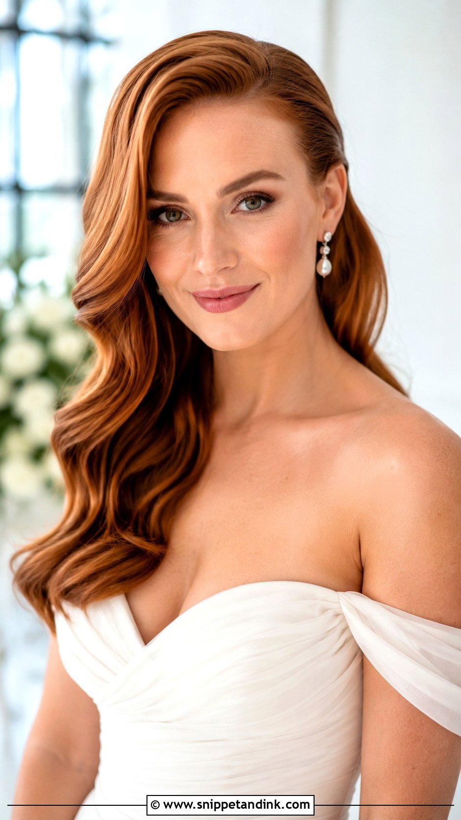 Soft Waves With Deep Side Part - Snippet and Ink - 20 Hair Behind Ears Wedding Hairstyles