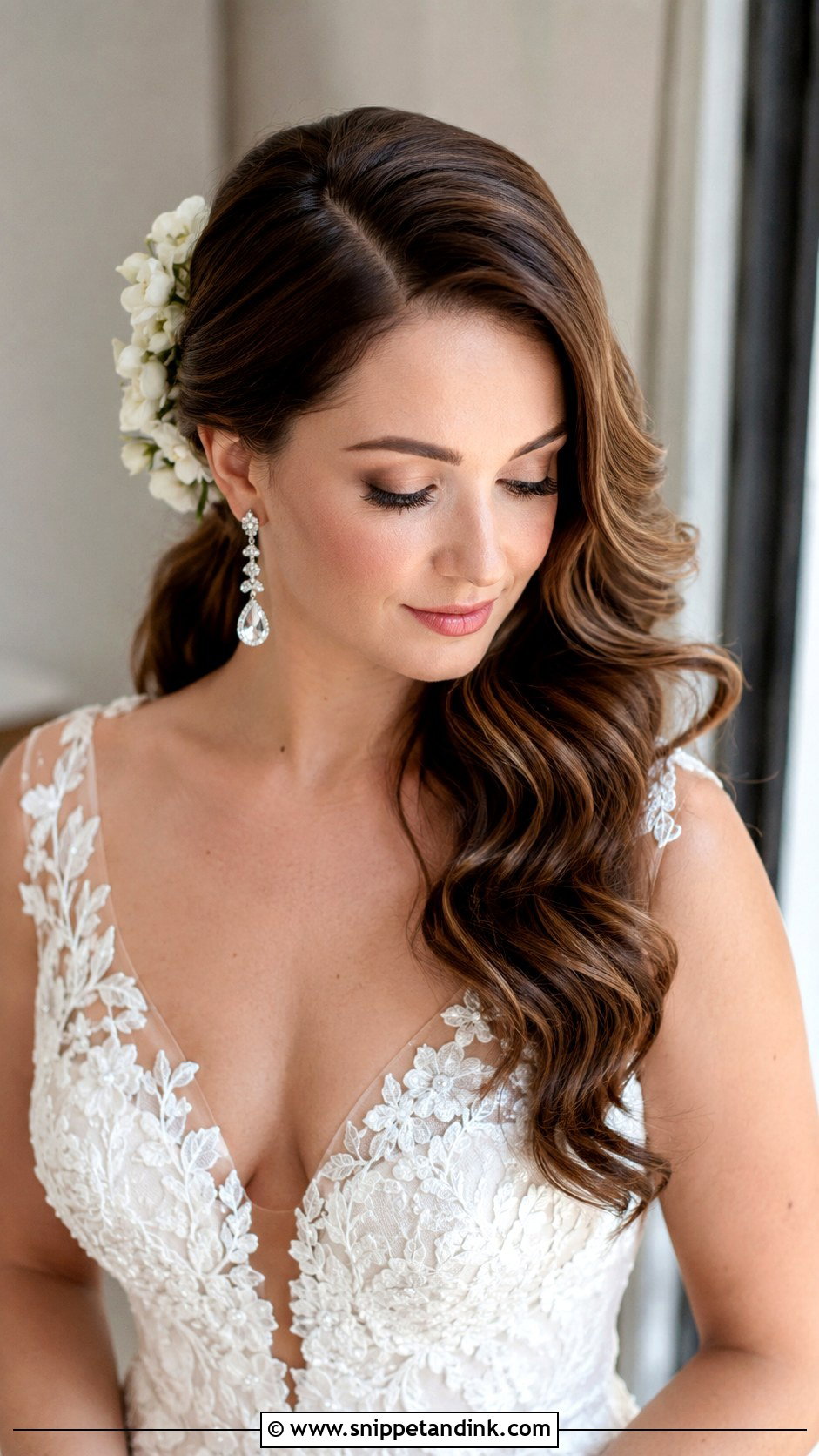Soft Waves With Deep Side Part - Snippet and Ink - 25 Elegant Bridal Hairstyles