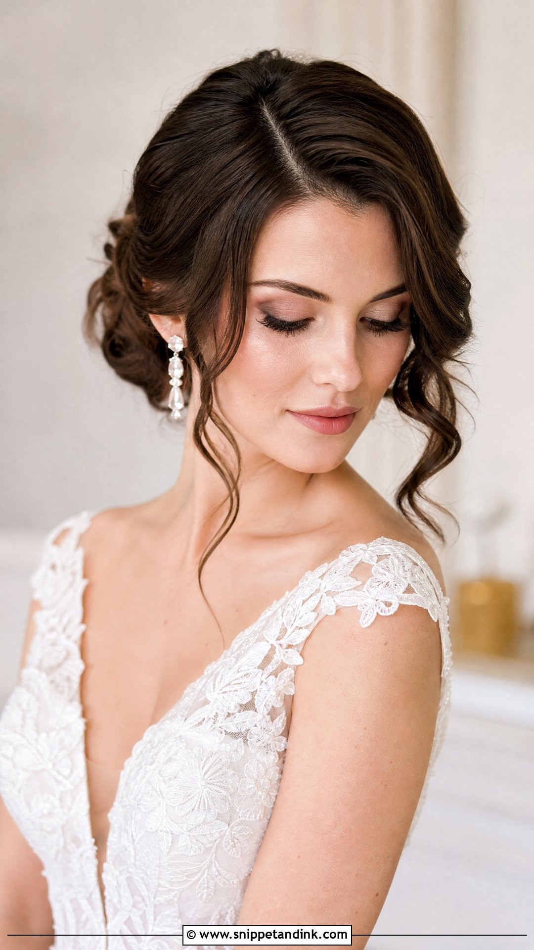 Soft Waves With Deep Side Part Updo - Snippet and Ink - 20 Soft Waves Bridal Hair