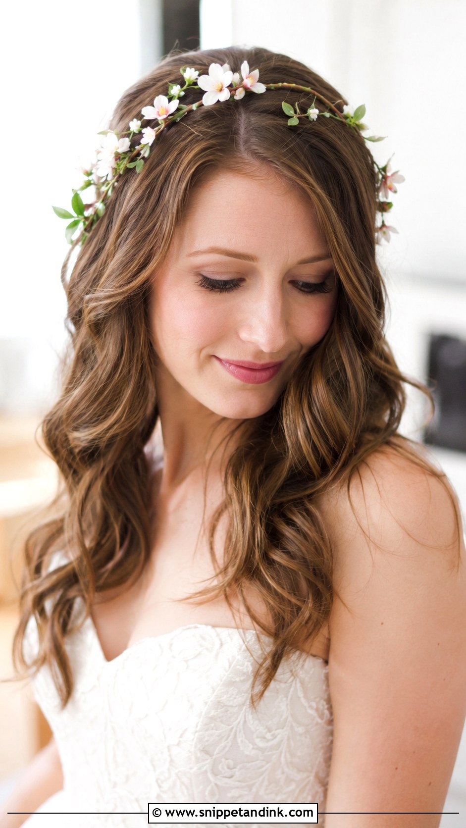 Soft Waves With Floral Vine Headband - Snippet and Ink - 20 Bride Hairstyles with Headband