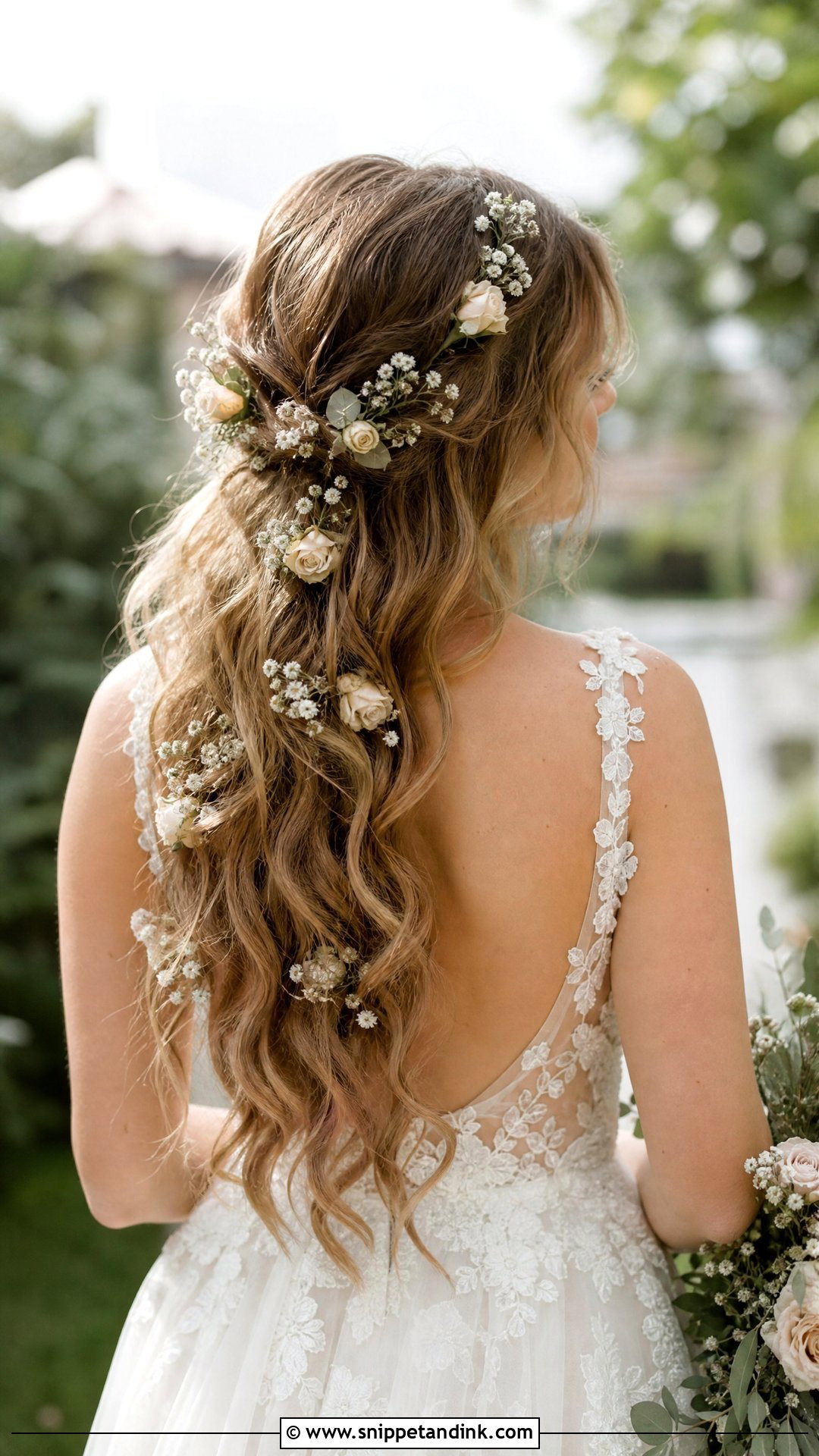 Soft Waves With Flowers - Snippet and Ink - 20 Soft Waves Bridal Hair