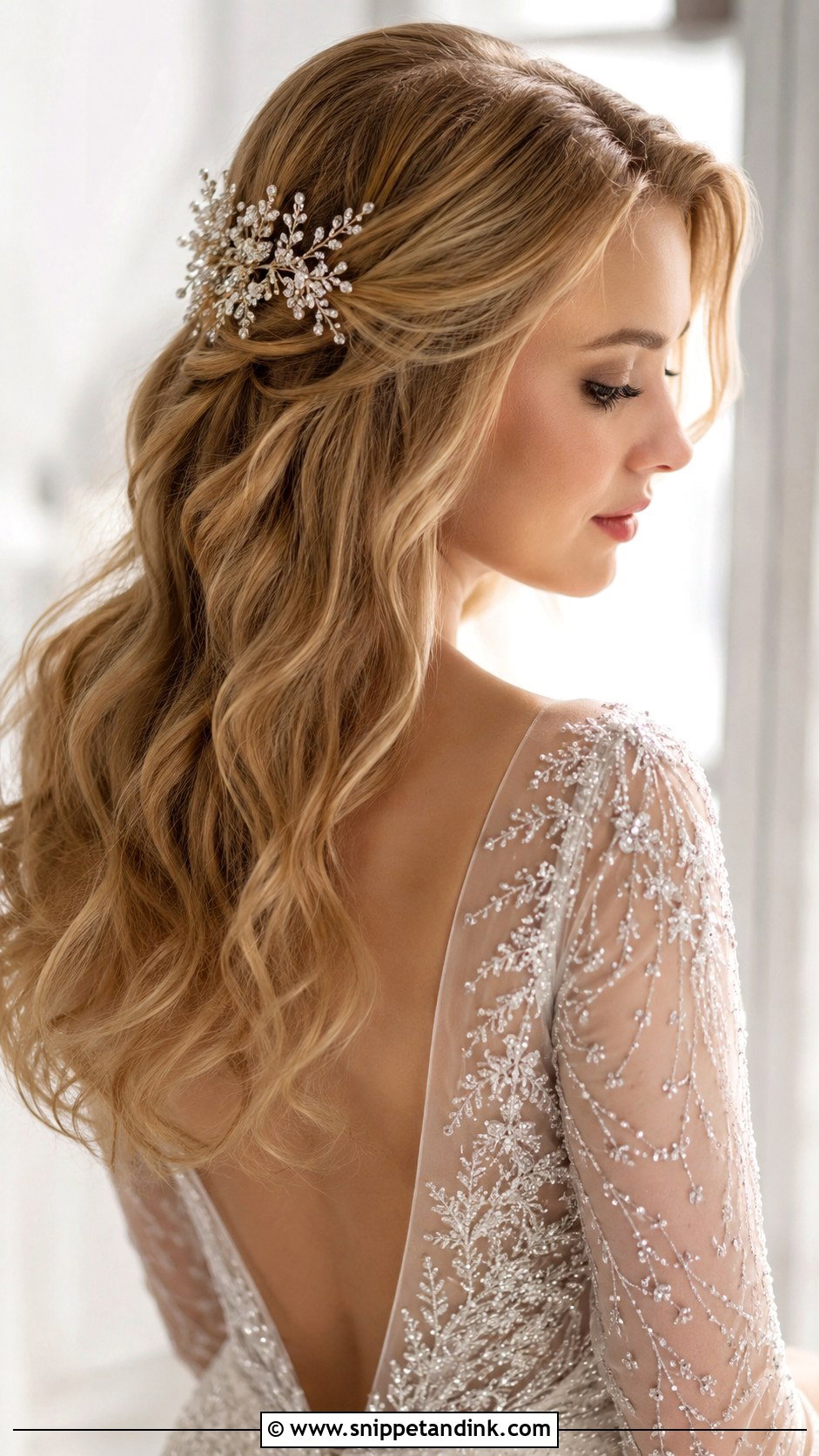 Soft Waves With Hair Accessory - Snippet and Ink - 25 Elegant Wedding Hair Ideas