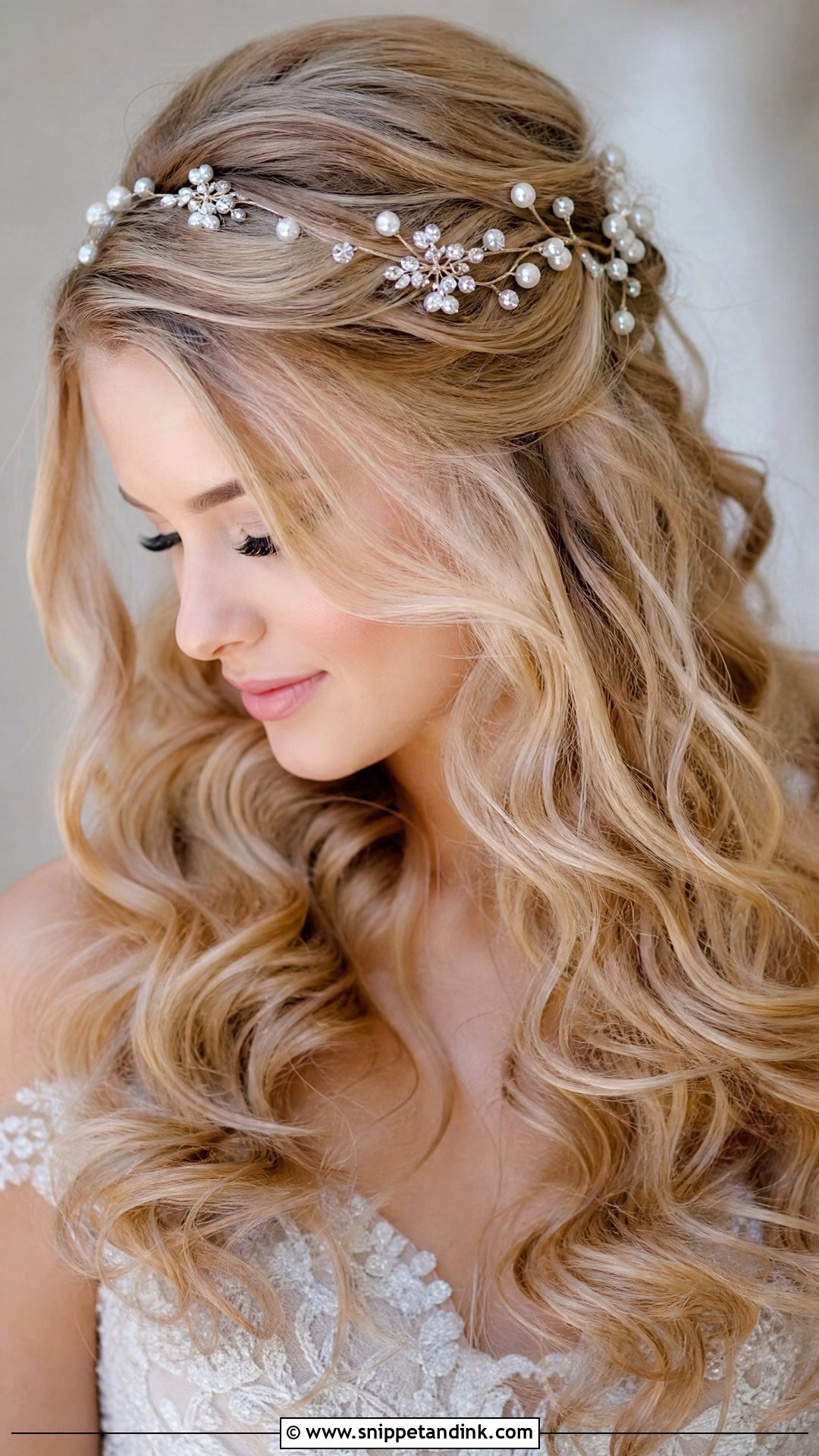 Soft Waves With Hair Vine - Snippet and Ink - 20 Hair Designs for Wedding Ideas