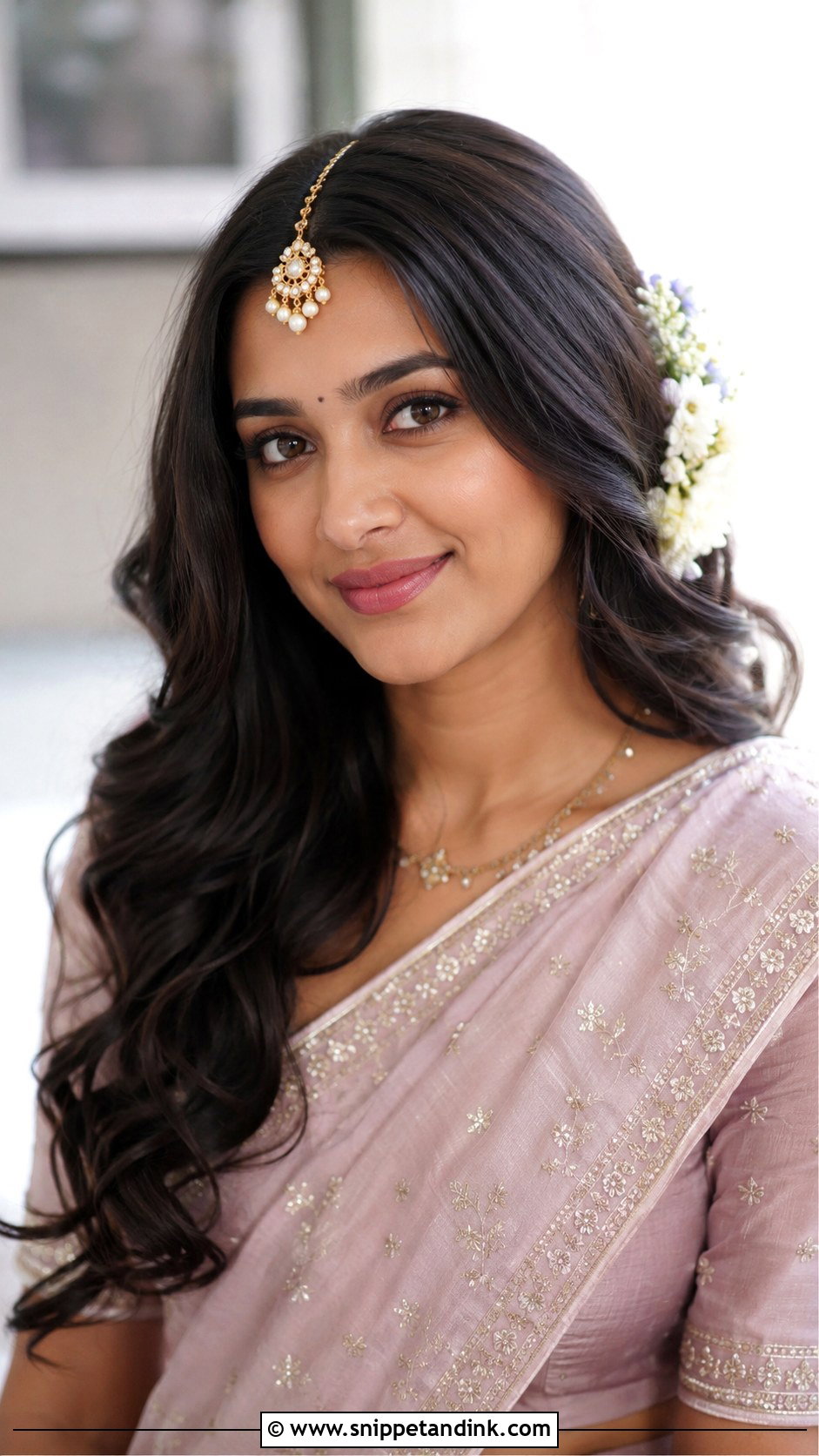 Soft Waves With Maang Tikka - Snippet and Ink - 25 Marathi Bride Hairstyle Ideas