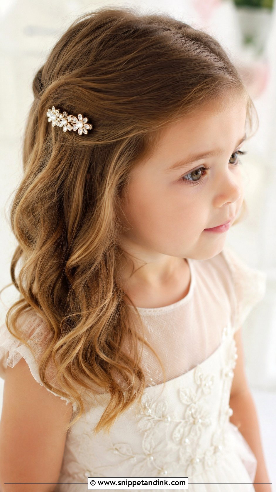 Soft Waves With Side Clip - Snippet and Ink - 25 Toddler Wedding Hair Ideas