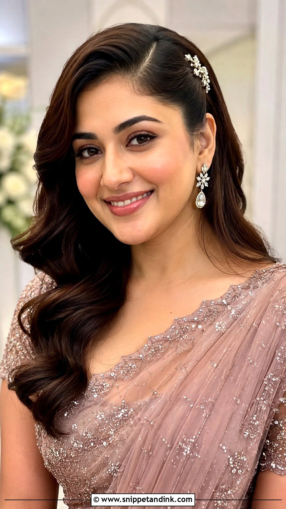 Soft Waves With Side Part - Snippet and Ink - 25 Easy Simple Medium Length Hair Hairstyles for Indian Weddings