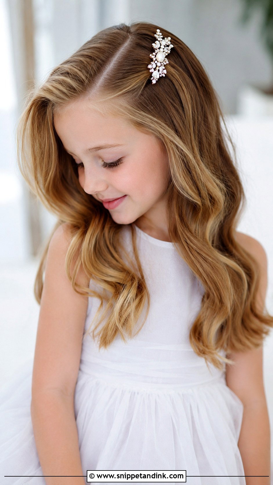 Soft Waves With Side Part - Snippet and Ink - 30 Kids Wedding Hair Ideas