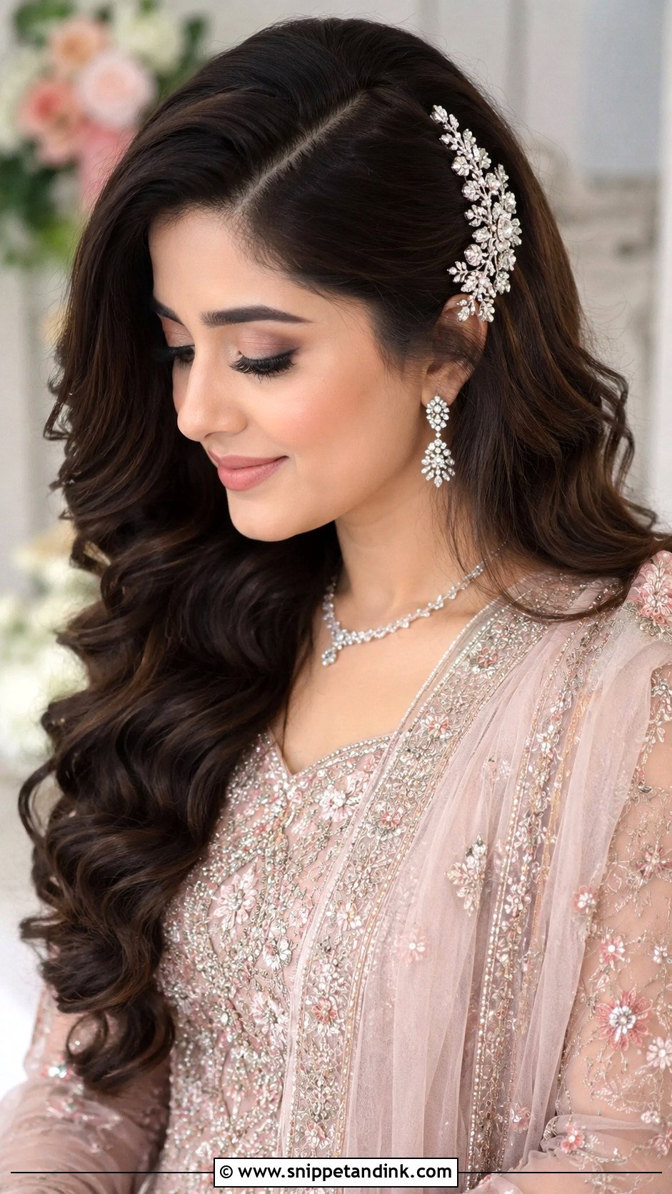Soft Waves With Side Part - Snippet and Ink - 20 Nikah Bride Hairstyles