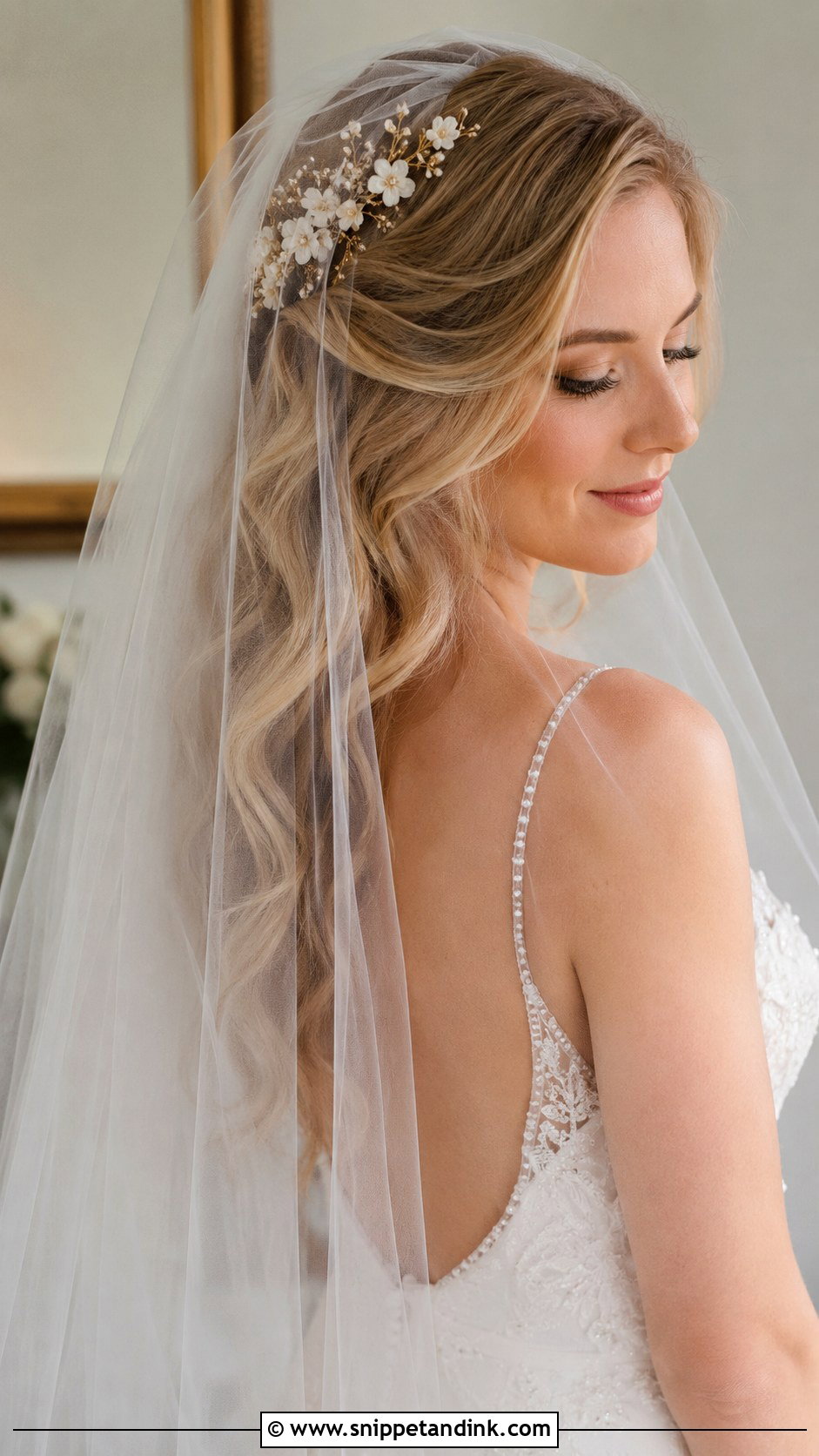 Soft Waves With Veil - Snippet and Ink - 25 Fairy Wedding Hair Ideas