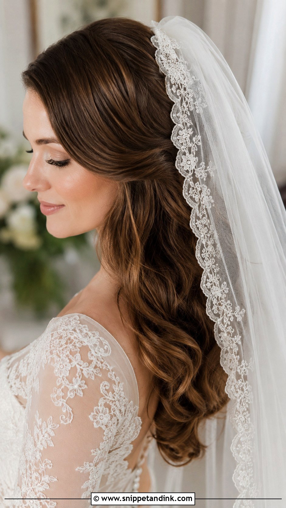 Soft Waves With Veil - Snippet and Ink - 35 Bridal Hairstyle Ideas