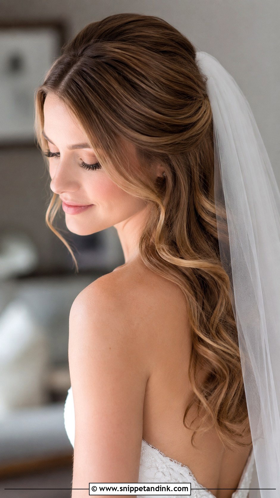 Soft Waves With Veil - Snippet and Ink - 35 Simple Wedding Hairstyles