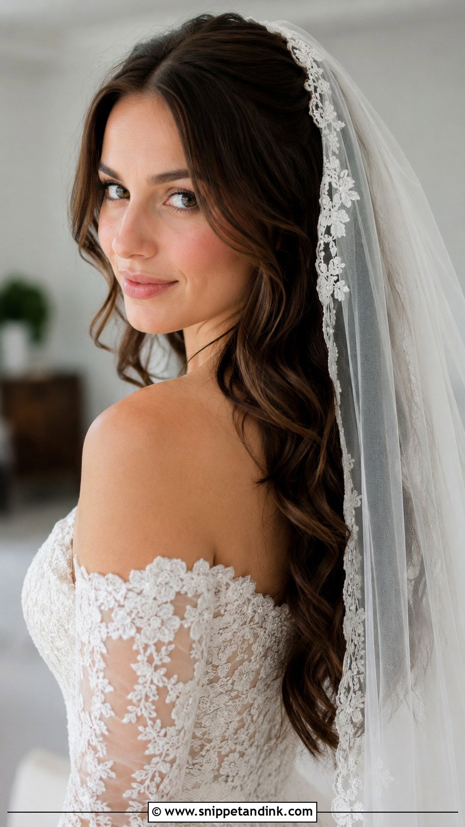 Soft Waves With Veil Wedding Hairstyle - Snippet and Ink - 30 Wedding Hairstyles 2025