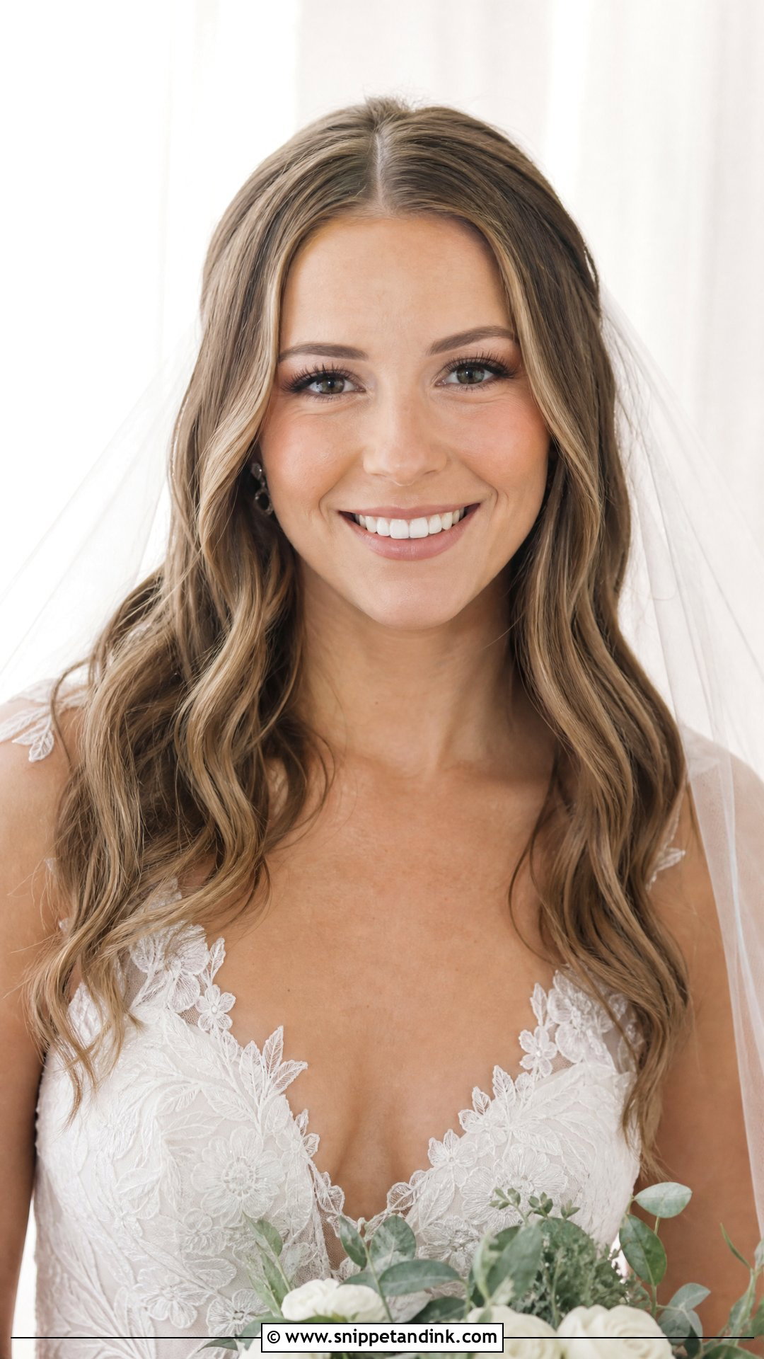 Soft Waves With a Center Part - Snippet and Ink - 20 Wedding Hairstyles Front View