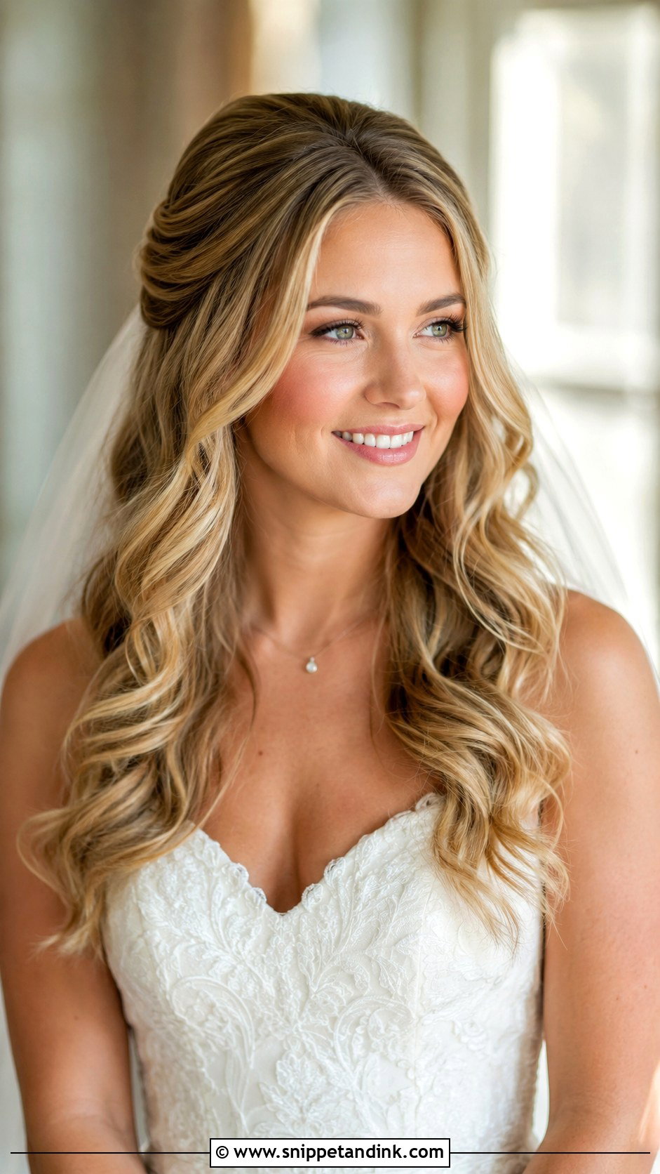 Soft Waves with Low Volume Crown - Snippet and Ink - 35 Bridal Hair Down Ideas