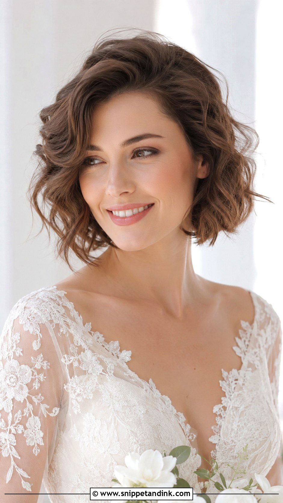 Soft Wavy Bob With Side Part - Snippet and Ink - 30 Bob Wedding Hairstyles