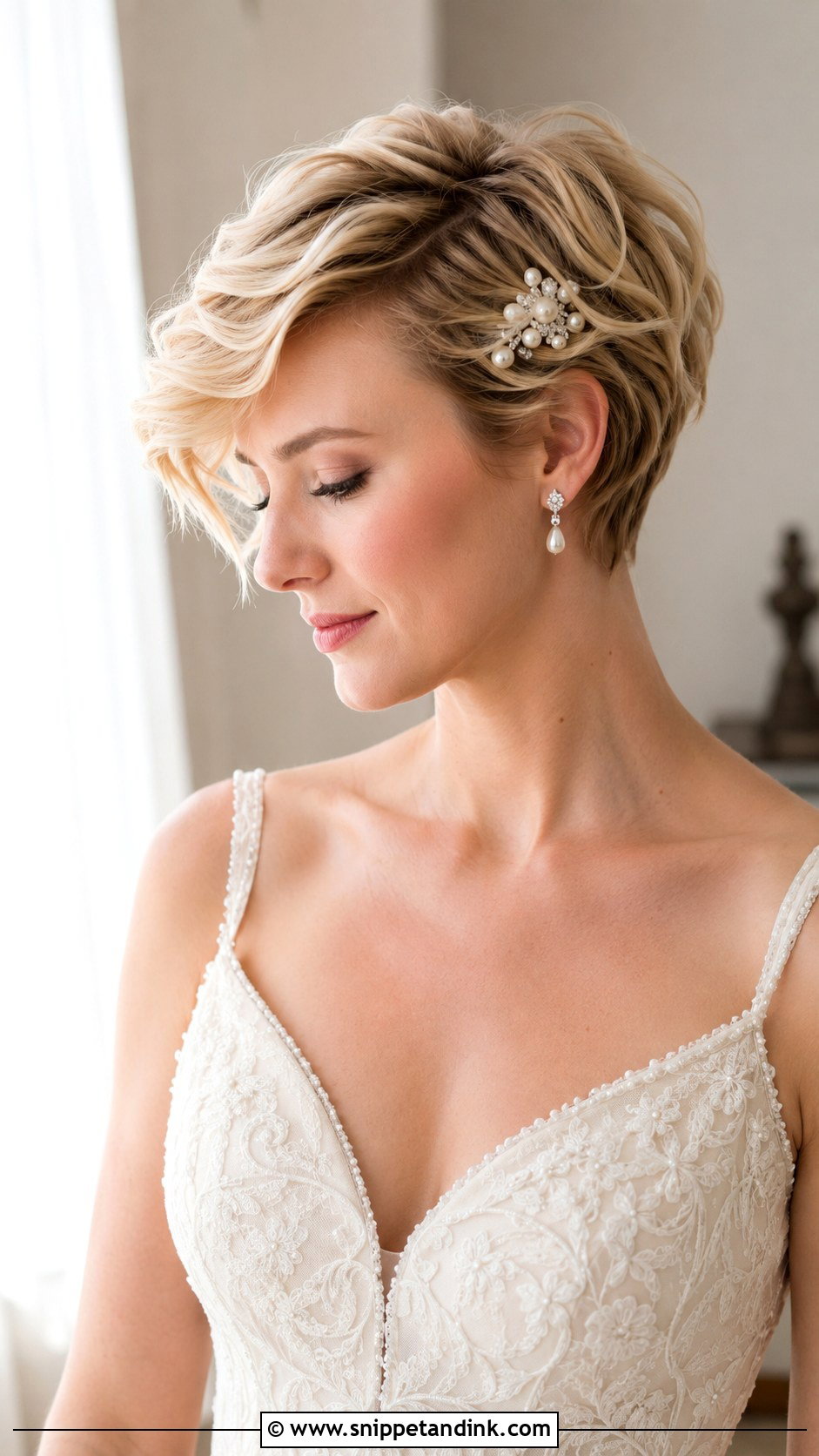 Soft Wavy Pixie Wedding Hairstyle - Snippet and Ink - 15 Wedding Hairstyles for Pixie Haircut