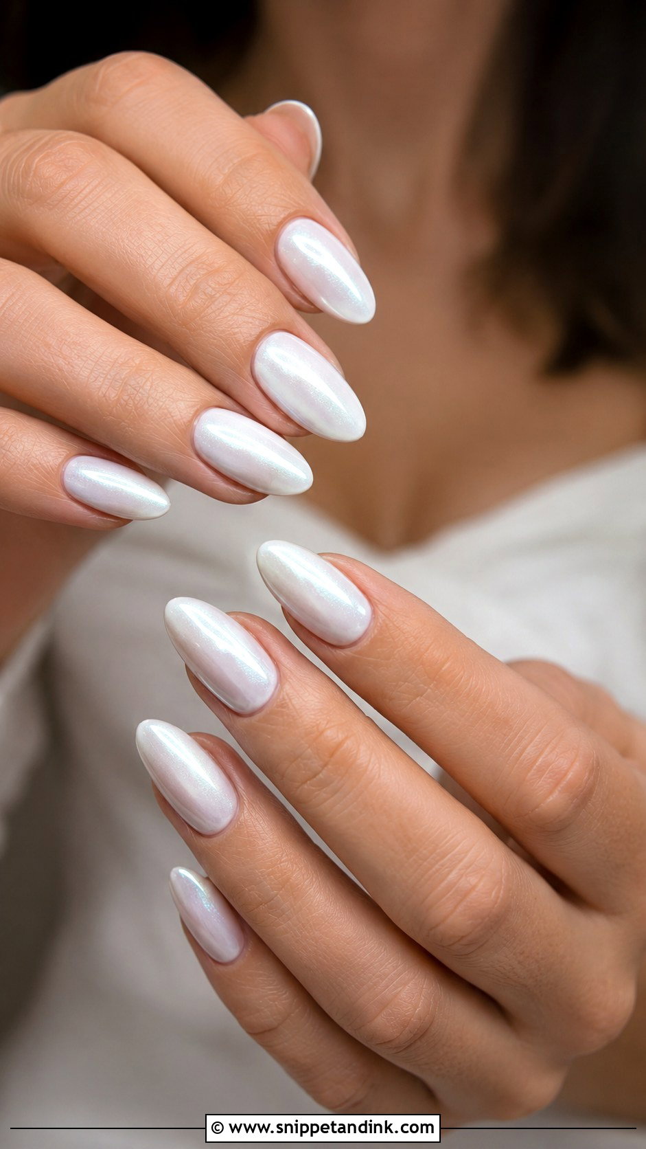 Soft White Chrome Bridal Gel Nails - Snippet and Ink - 20 Bridal Gel Nails Wedding