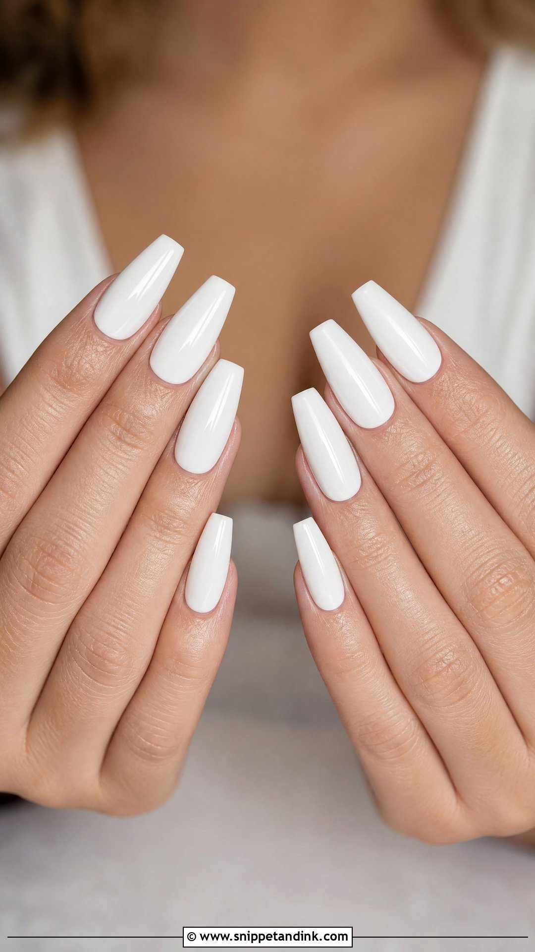 Soft White Coffin Wedding Nails - Snippet and Ink - 25 Classy Wedding Nails