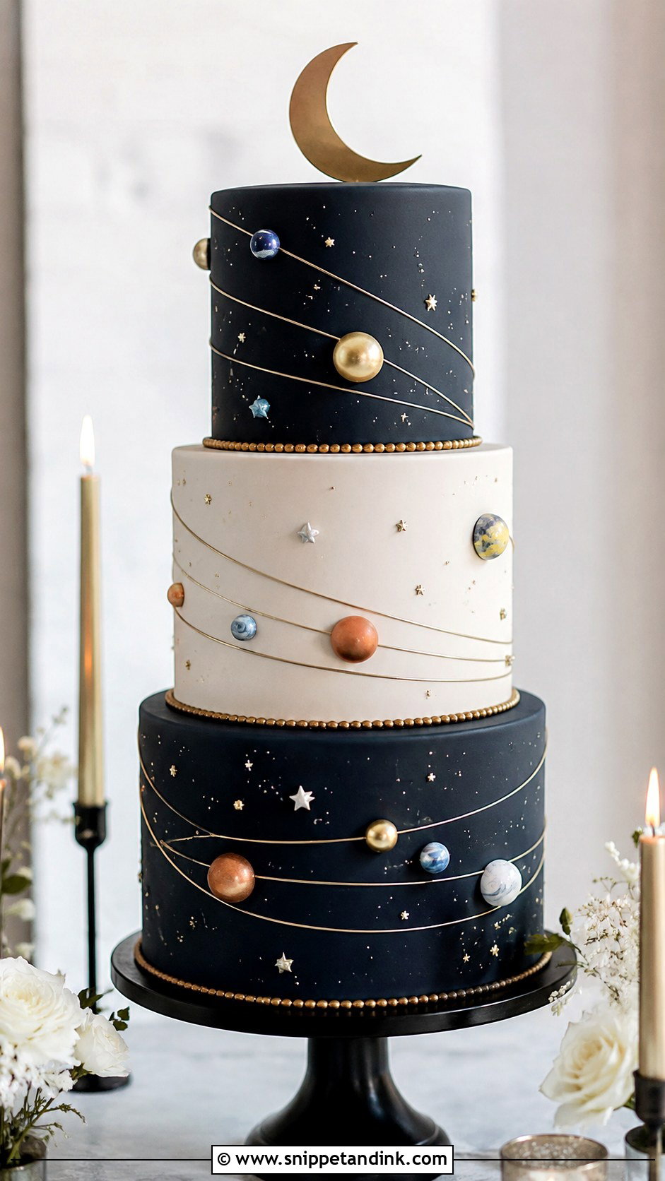 Solar System Wedding Cake - Snippet and Ink - 20 Cosmos Cake Ideas for Wedding