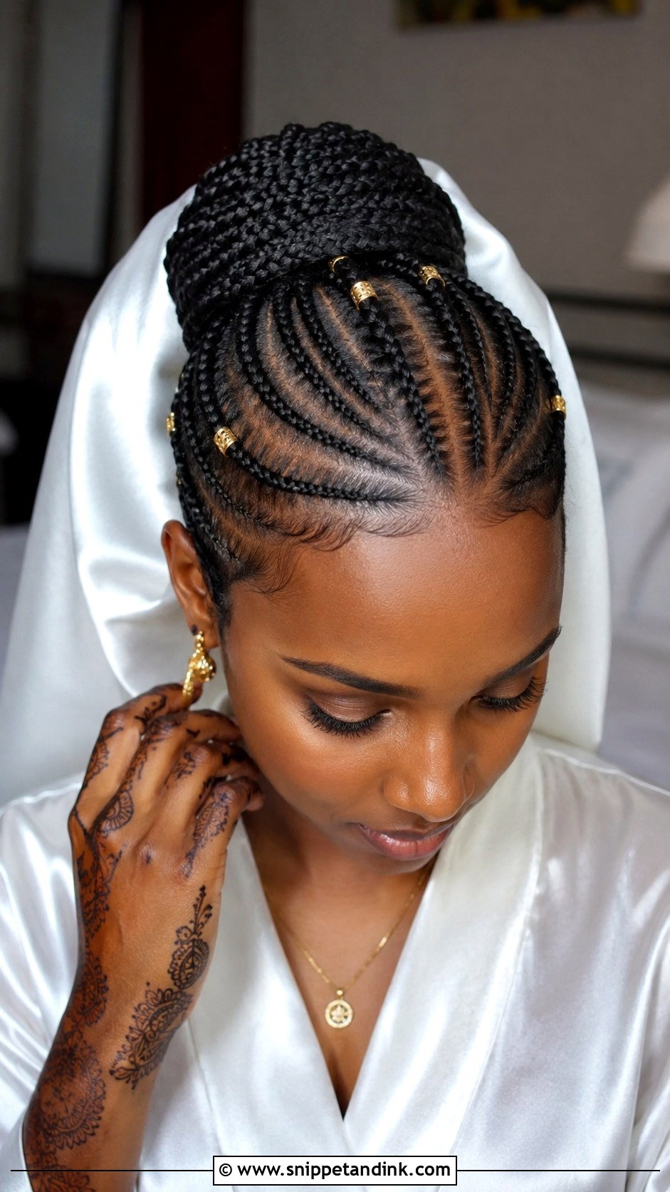 Somali Bridal Cornrow Bun - Snippet and Ink - 15 Somali Wedding Hairstyles