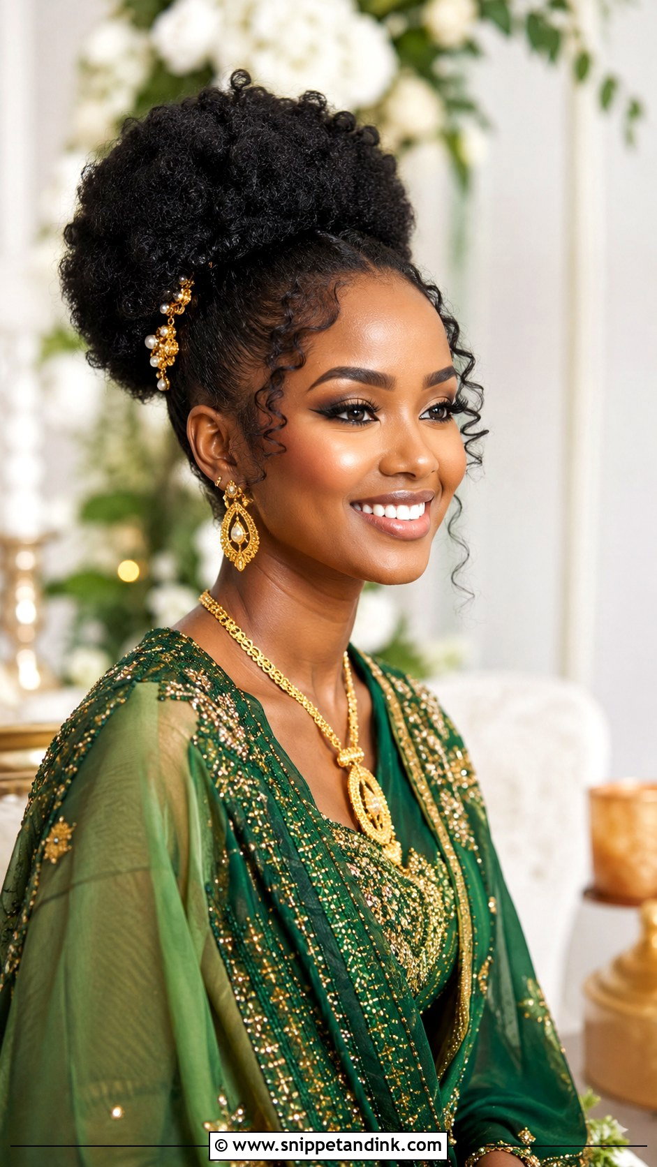 Somali Wedding Afro Puff Updo - Snippet and Ink - 15 Somali Wedding Hairstyles