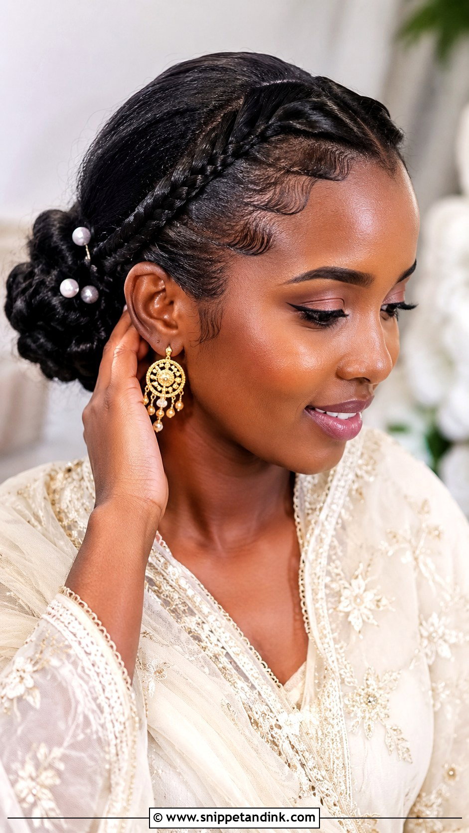 Somali Wedding Braided Low Bun - Snippet and Ink - 15 Somali Wedding Hairstyles