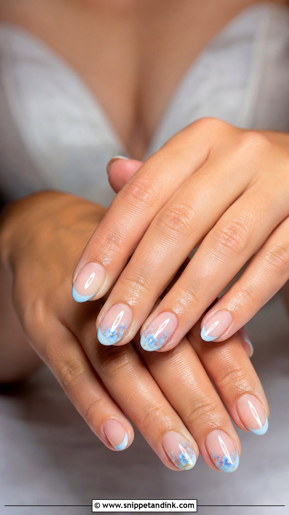 Something Blue Bridal Acrylic Nails - Snippet and Ink - 20 Bridal Acrylic Nails