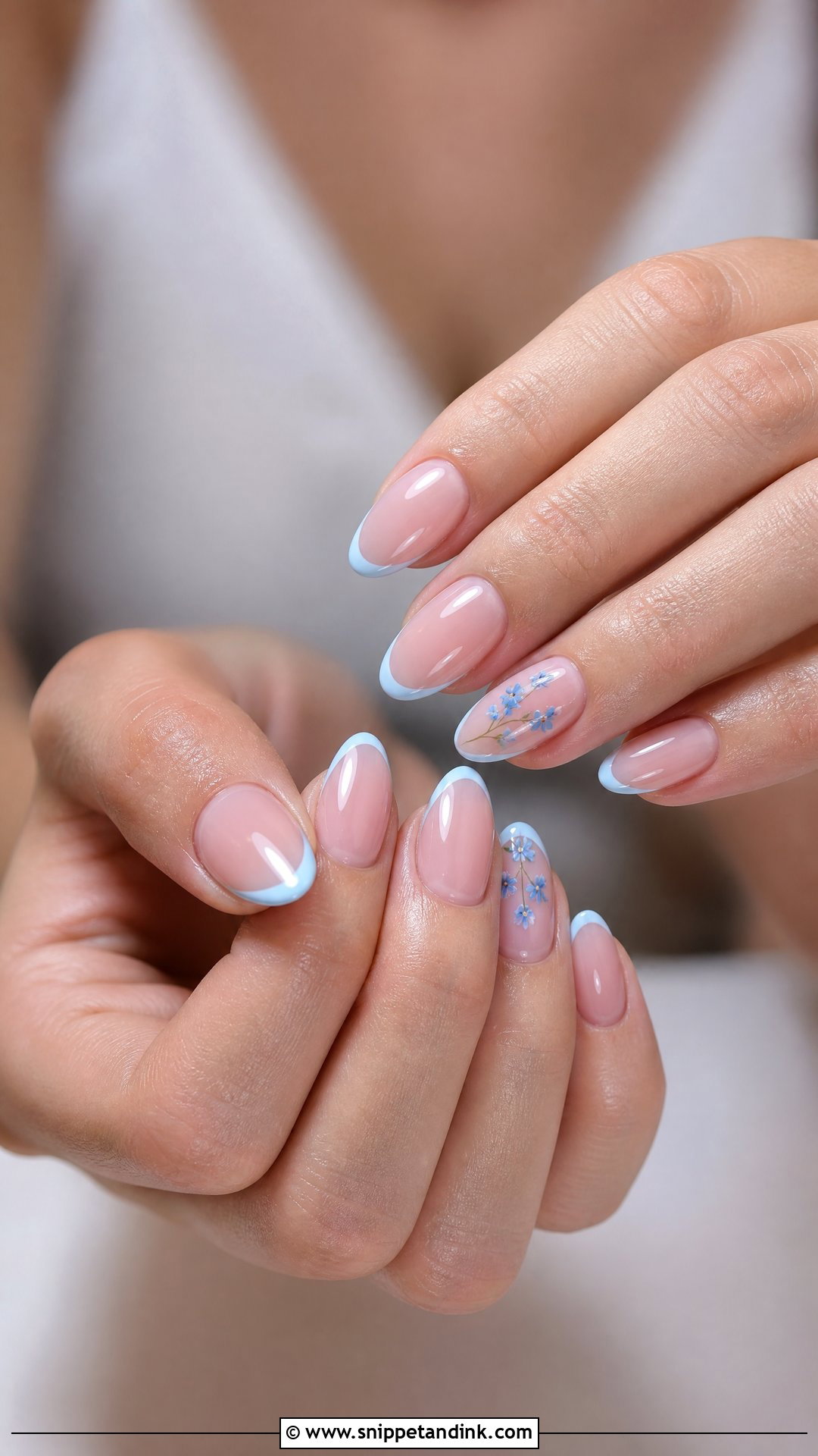 Something Blue Bridal Nails - Snippet and Ink - 25 Wedding Nail Art for Bride Ideas