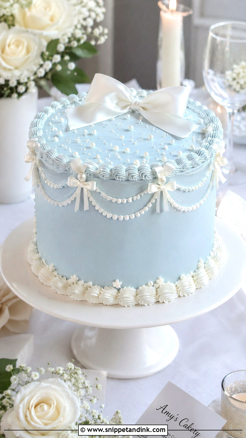 Something Blue Bridal Shower Cake - Snippet and Ink - 25 Something Blue Cake Ideas