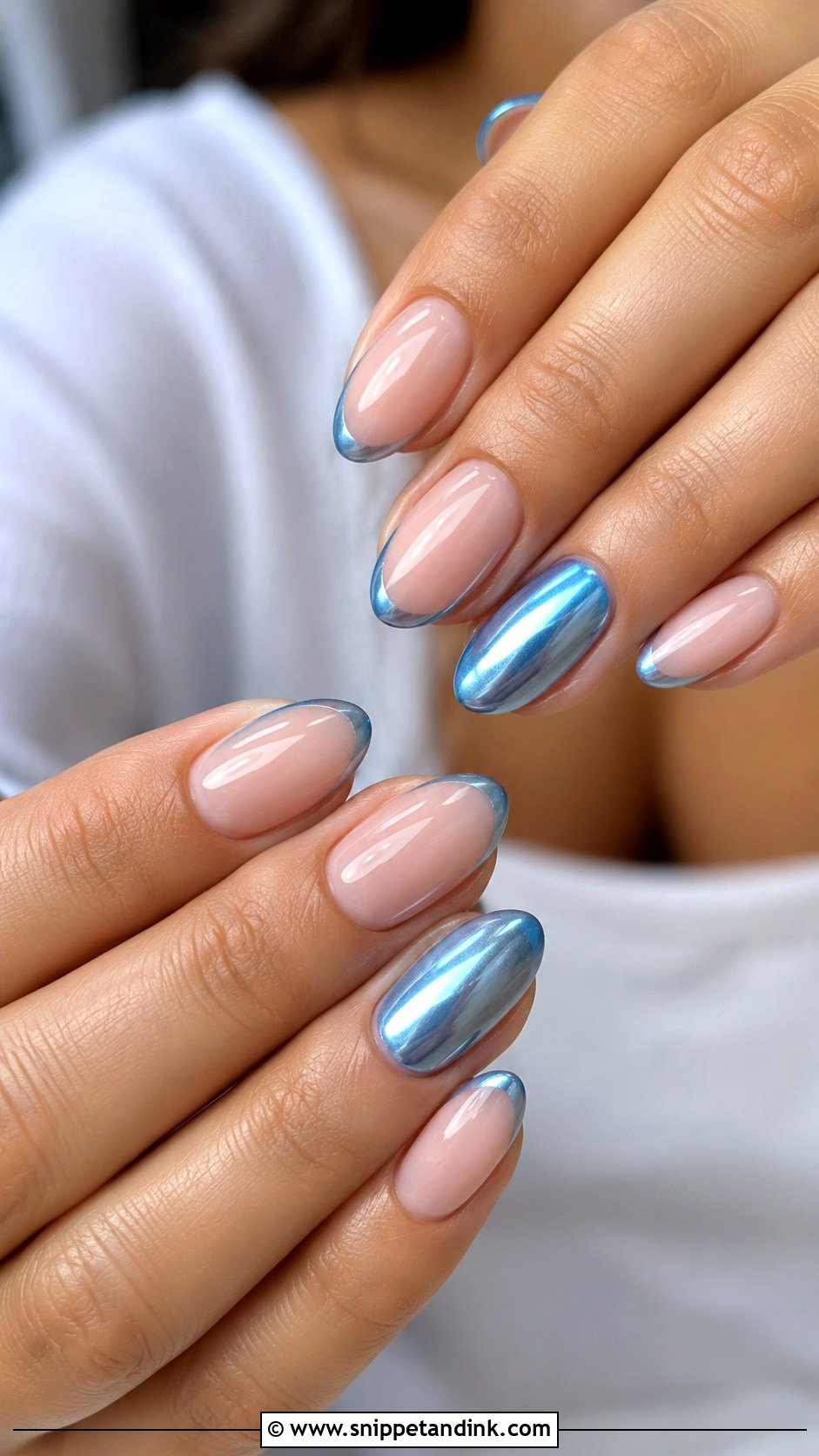 Something Blue Chrome Bride Nails - Snippet and Ink - 20 Bride Chrome Nails