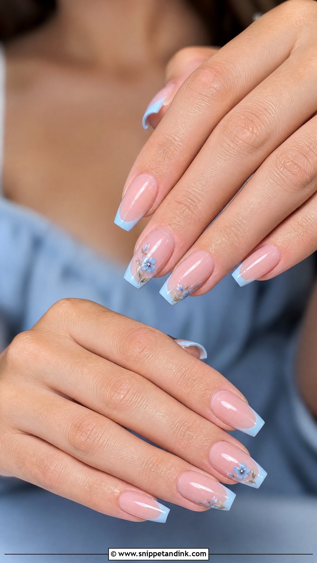 Something Blue Coffin Wedding Nails - Snippet and Ink - 25 Coffin Wedding Nails