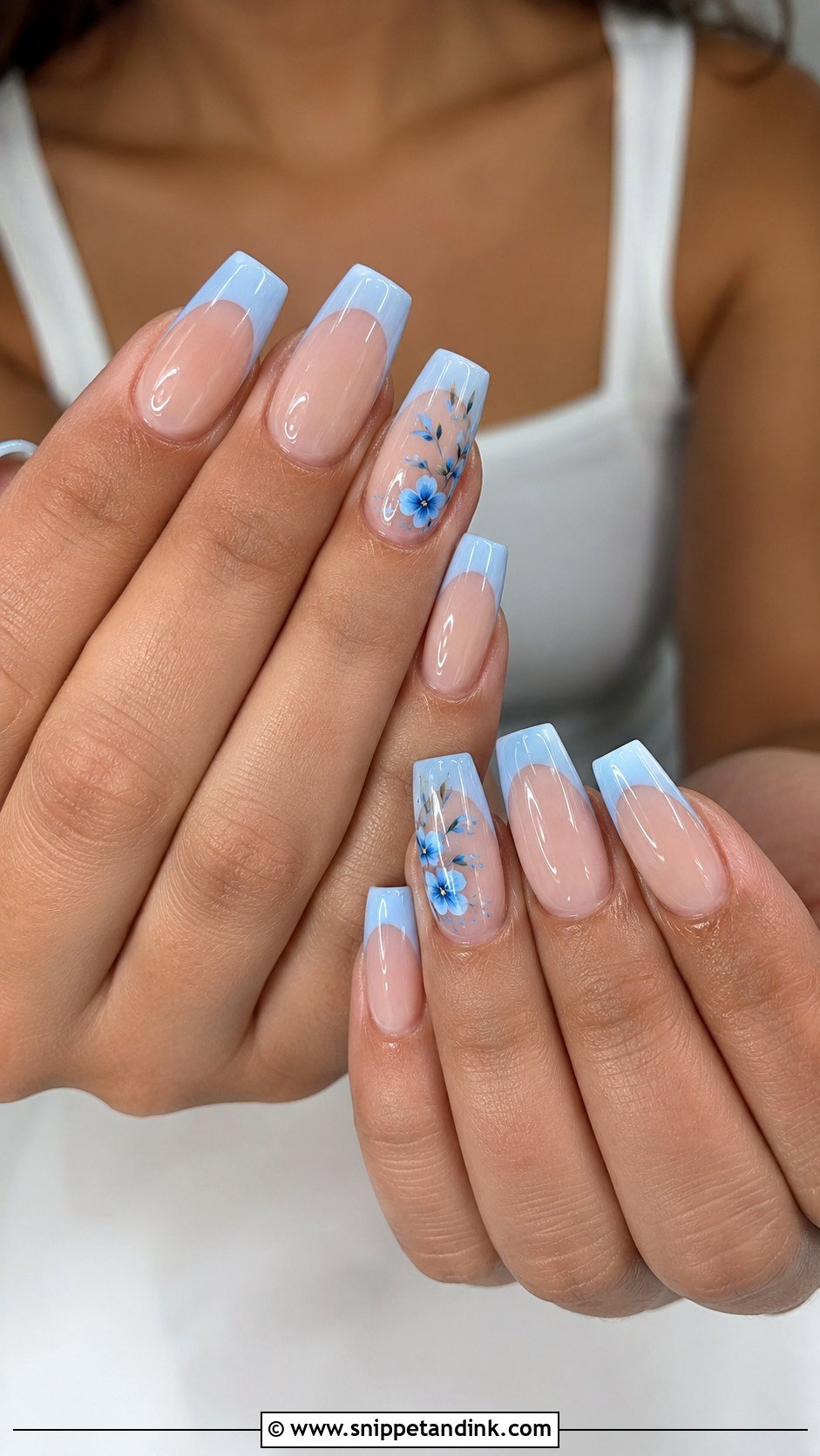 Something Blue Coffin Wedding Nails - Snippet and Ink - 20 Coffin Shape Wedding Nails
