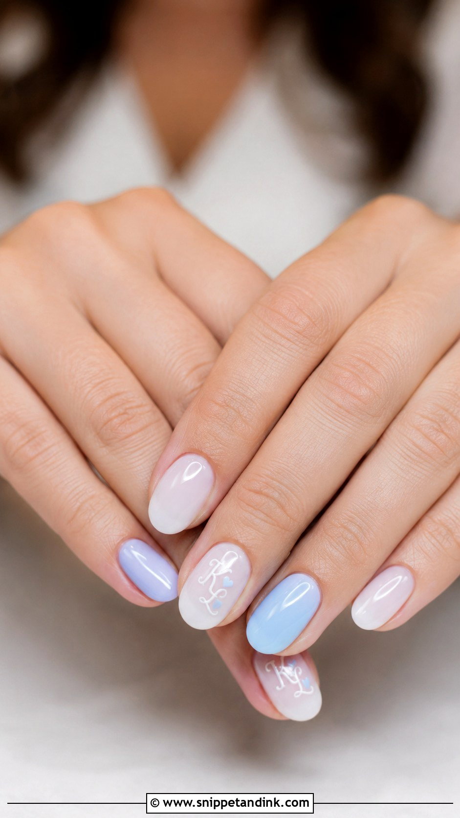 Something Blue Wedding Nails With Initials - Snippet and Ink - 20 Wedding Nails with Initials