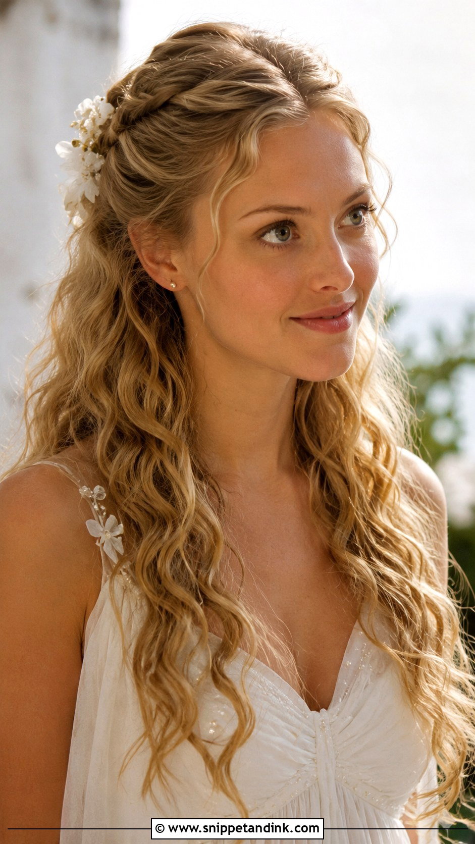 Sophie Mamma Mia Half Up Hair - Snippet and Ink - 15 Sophie Mamma Mia Wedding Hair Ideas
