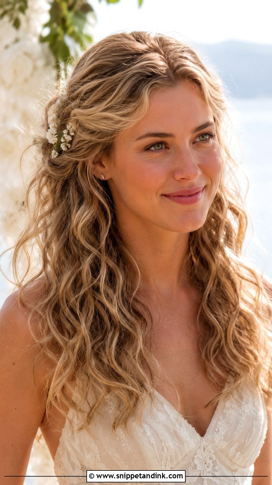 Sophie Mamma Mia Loose Curls - Snippet and Ink - 15 Sophie Mamma Mia Wedding Hair Ideas