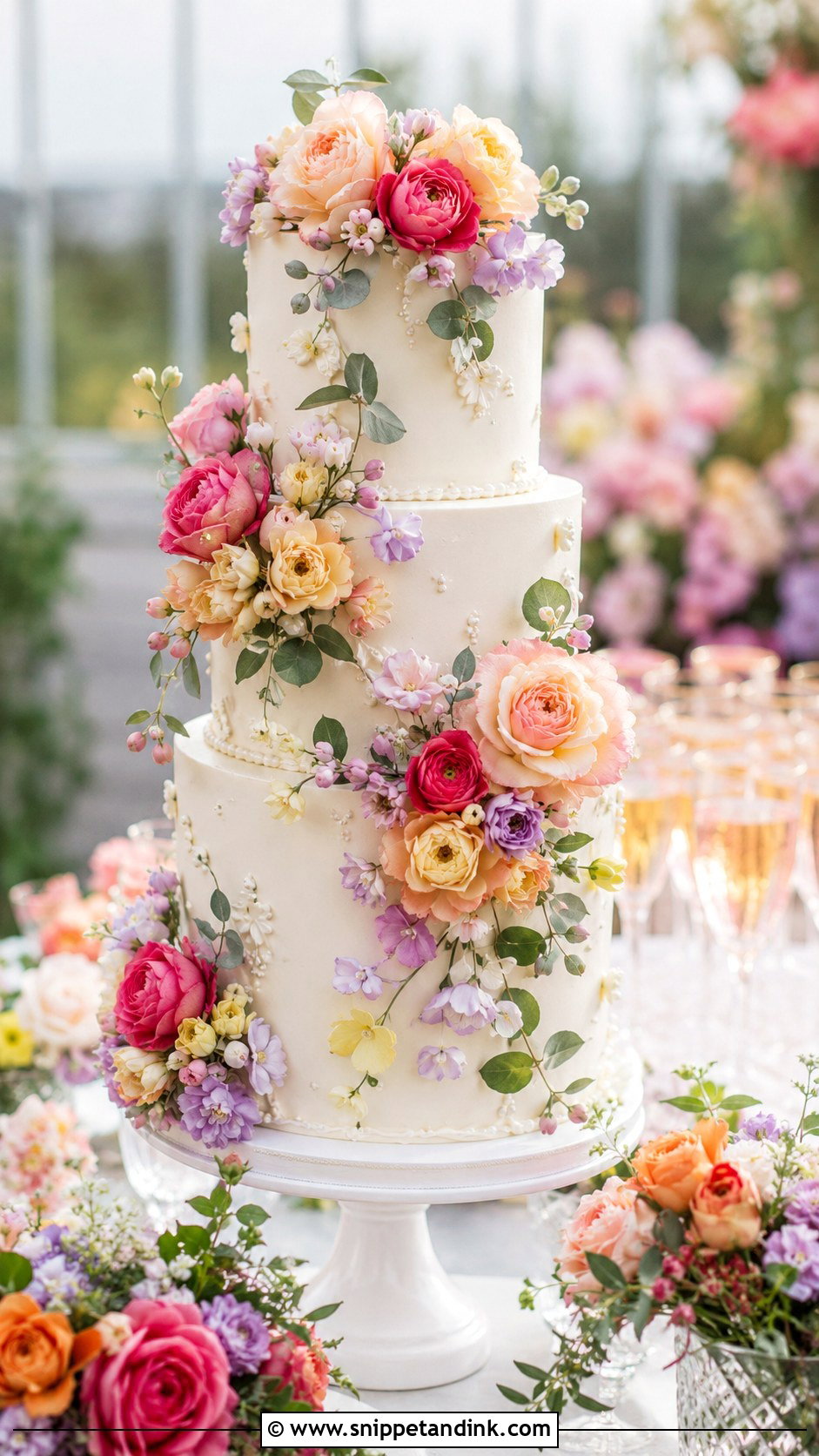 Sorbet Floral Wedding Cake - Snippet and Ink - 20 Sorbet Wedding Cake Ideas