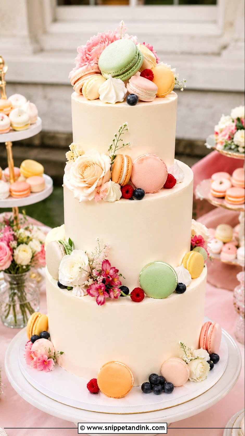 Sorbet Macaron Wedding Cake - Snippet and Ink - 20 Sorbet Wedding Cake Ideas