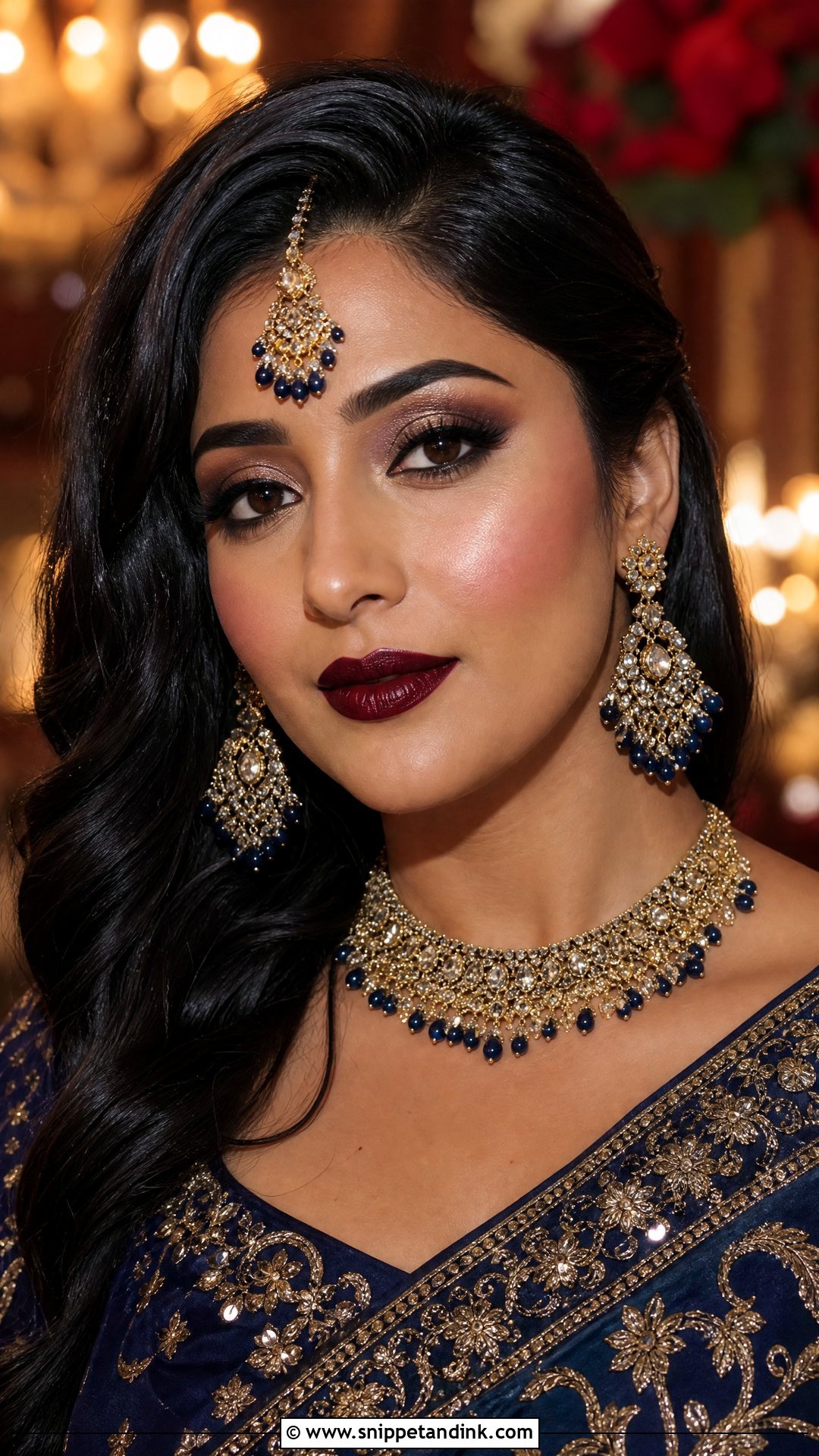 South Asian Wedding Makeup With Burgundy Lip - Snippet and Ink - 20 South Asian Wedding Makeup Ideas