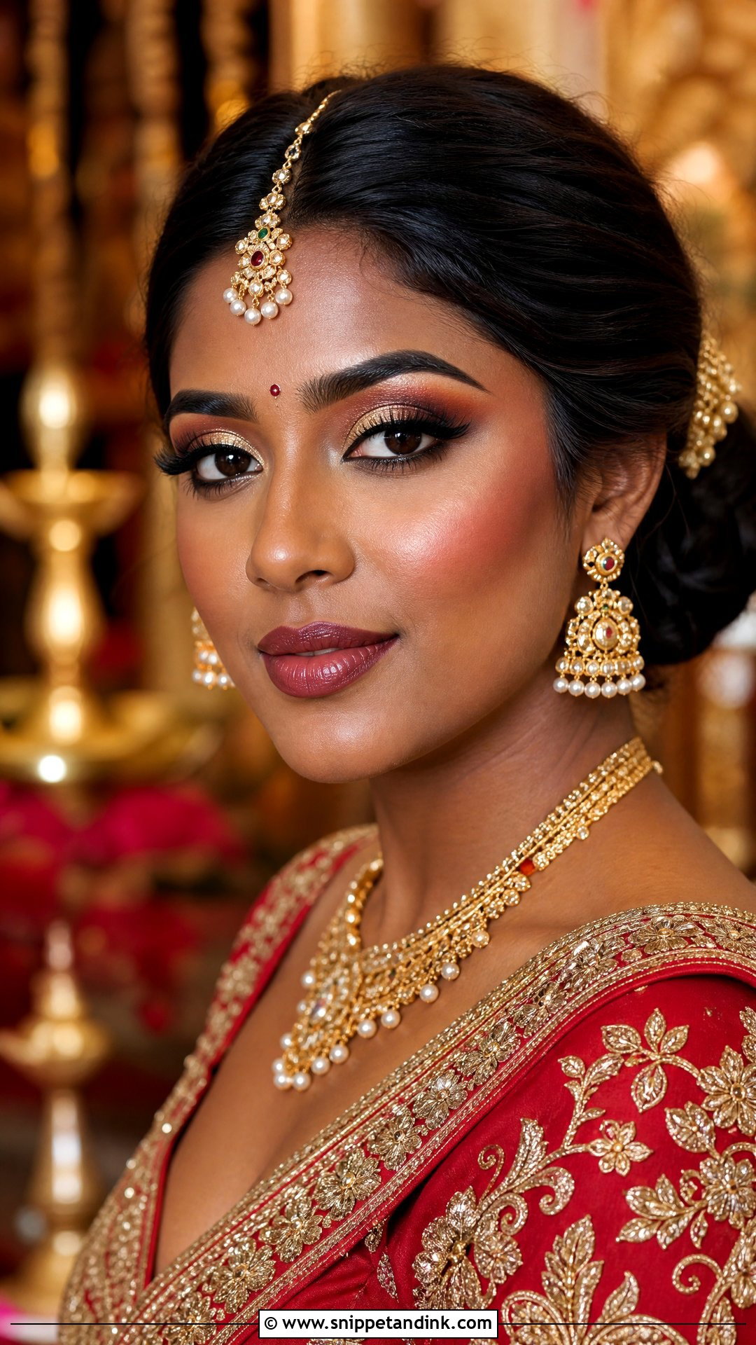 South Asian Wedding Makeup With Red Outfit - Snippet and Ink - 20 South Asian Wedding Makeup Ideas