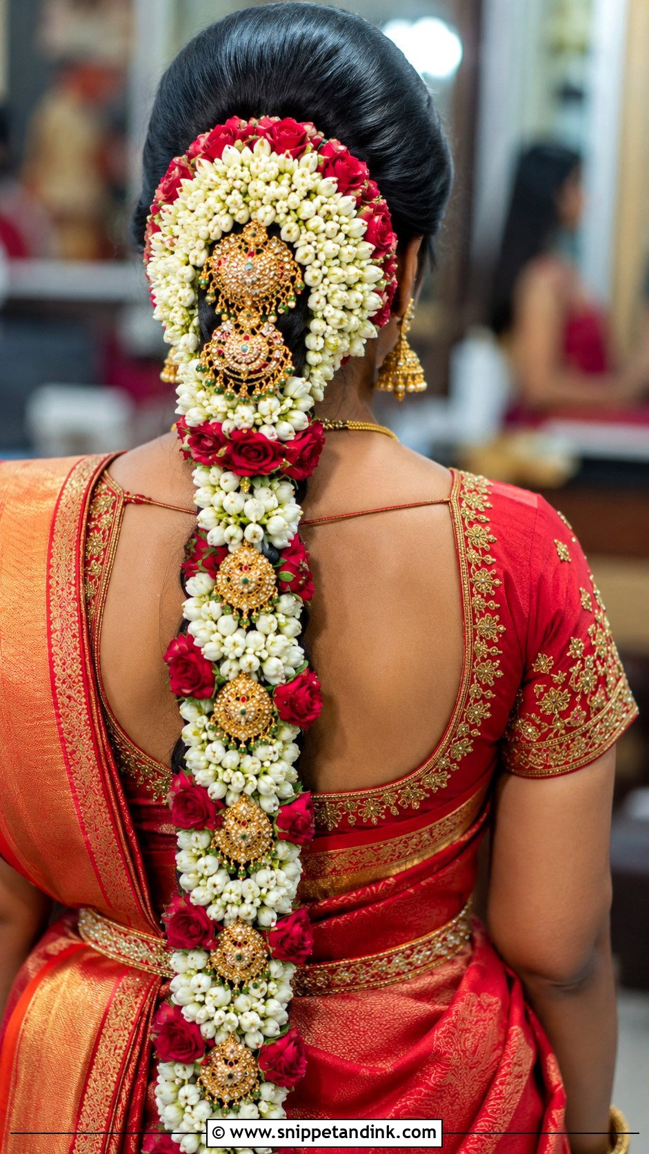 South Indian Bridal Braid With Flowers - Snippet and Ink - 25 Hindu Bride Hairstyle Ideas