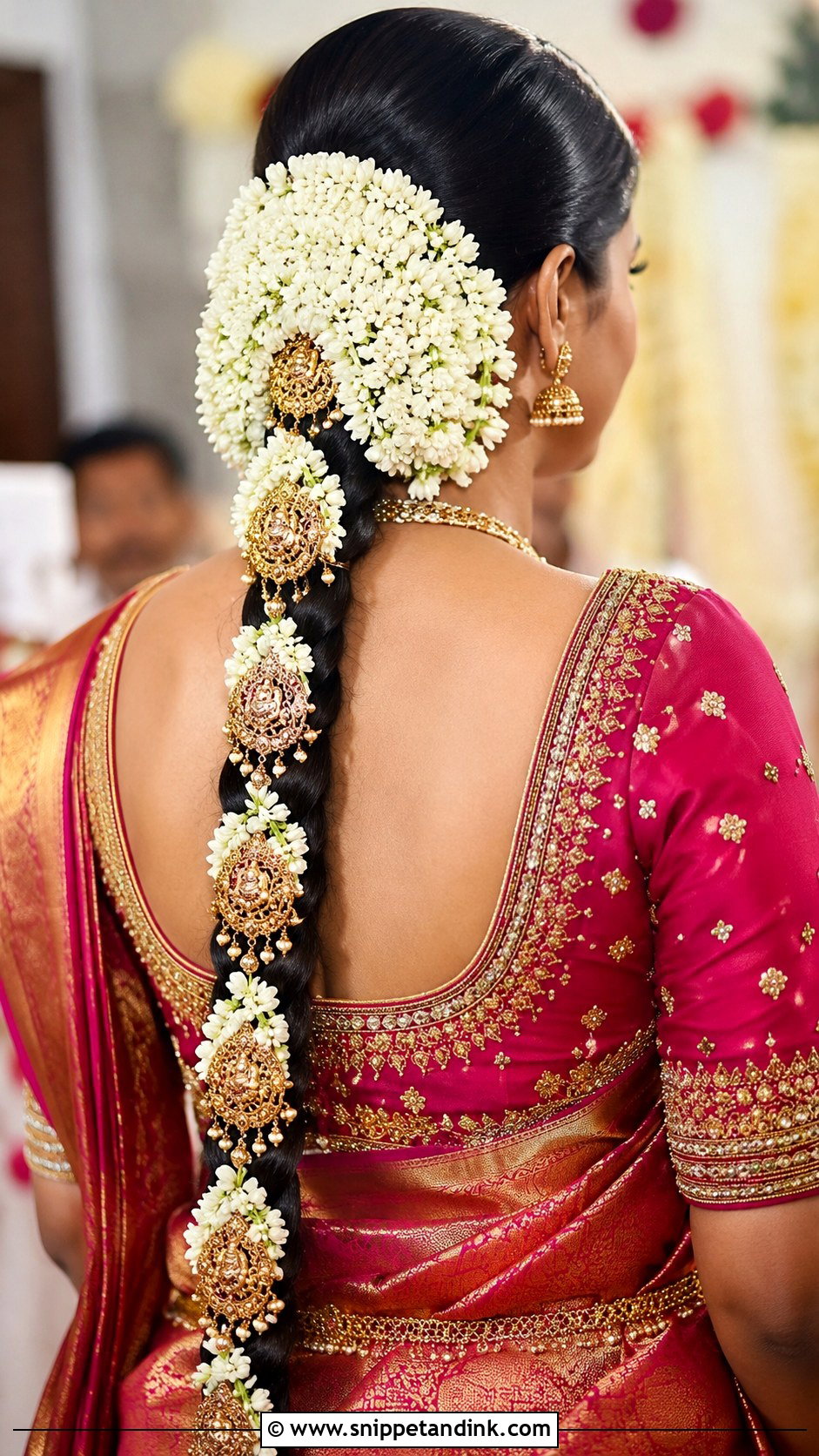 South Indian Bridal Braid With Jasmine - Snippet and Ink - 20 Indian Wedding Bridal Braid Hairstyle Ideas