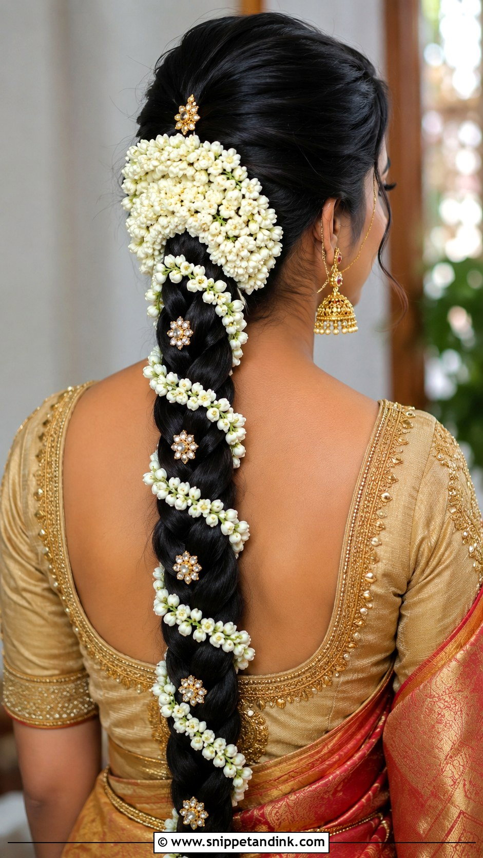 South Indian Bridal Braid With Jasmine Flowers - Snippet and Ink - 15 South Indian Bridal Hairstyle Ideas