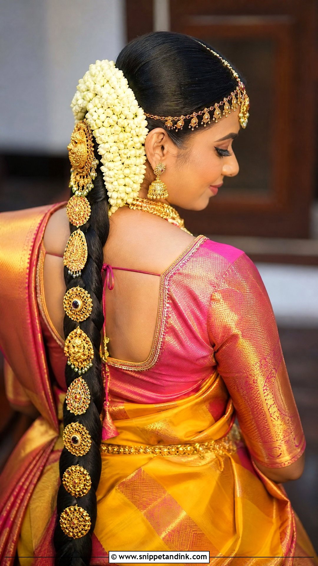 South Indian Bridal Braid With Matha Patti - Snippet and Ink - 15 Bridal Hairstyles with Matha Patti