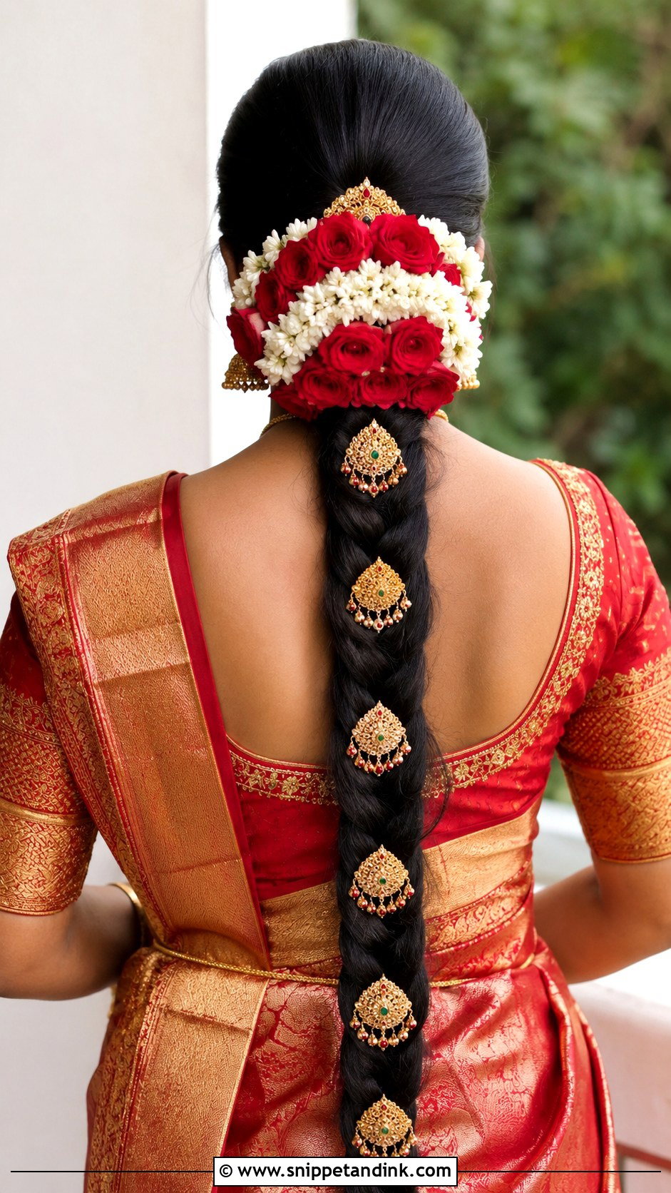 South Indian Bridal Braid With Roses - Snippet and Ink - 15 South Indian Bridal Hairstyle Ideas